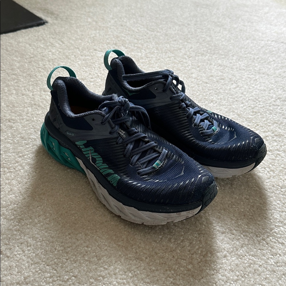 Hoka Blue and Teal Running Shoes